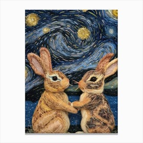 Starry Night Rabbits Canvas Print