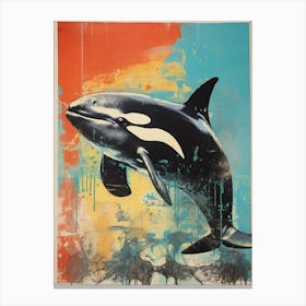 Orca Whale Screen Print Inspired 2 Canvas Print
