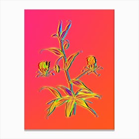 Neon Flame Lily Botanical in Hot Pink and Electric Blue n.0379 Canvas Print