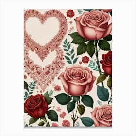 Roses And Hearts Canvas Print