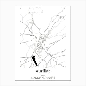 Aurillac,France Minimalist Map Canvas Print