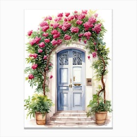 Thessaloniki, Greece   Mediterranean Doors Watercolour Painting 3 Canvas Print