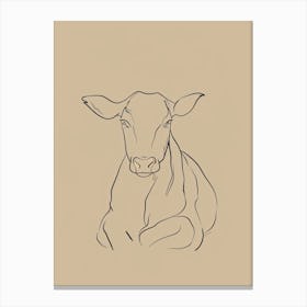 Cow - Boho, Line Art Canvas Print