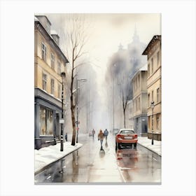 Street Scene In Winter Canvas Print