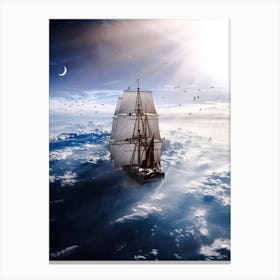 Surreal Sailboat Sea Of Clouds 1 Canvas Print