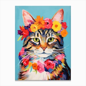 American Bobtail Cat With A Flower Crown Painting Matisse Style 4 Canvas Print