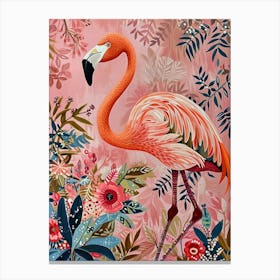 Floral Animal Painting Flamingo 1 Canvas Print