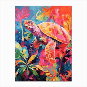 Colourful Sea Turtle Warm Tones Canvas Print