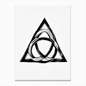 Triquetra, Symbol, Third Eye Simple Black & White Illustration 1 Canvas Print