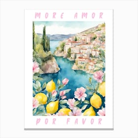 More Amor Por Favor Lemon Print Canvas Print