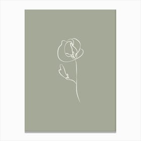 Line Art Flower 2 - Sage Green Canvas Print