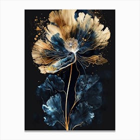 Gold Blue Poppy 2 Canvas Print