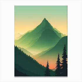 Misty Mountains Vertical Composition In Green Tone 99 Canvas Print