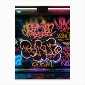 Graffiti Wall, Neon Canvas Print