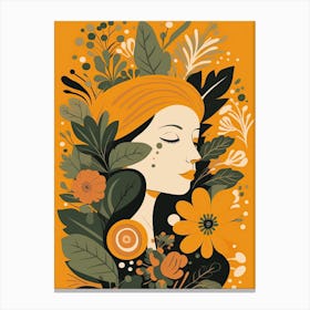 Bloom Body Woman Portrait Orange Tones 6 Canvas Print