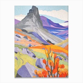 Tryfan Wales Colourful Mountain Illustration Canvas Print