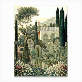 Generalife Gardens, Spain Vintage Botanical Canvas Print