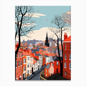 Retro Winter Illustration Edinburgh Scotland 1 Canvas Print