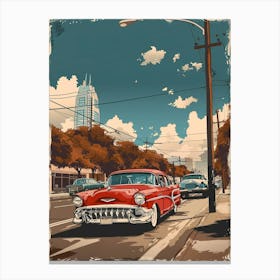 Duotone Illustration South Congress Avenue Austin Texas 2 Canvas Print