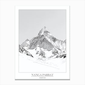 Nanga Parbat Pakistan In Line Drawing 1 Poster Canvas Print