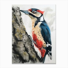 Woodpecker Pastel Watercolour 3 Stampe su tela