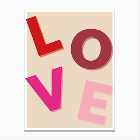 Falling Love Typography Canvas Print