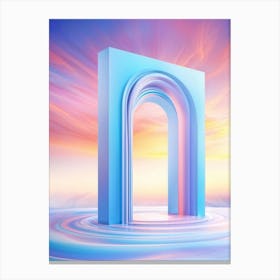 Geometric Portal Swirled With Dreamy Abstract Pastel Sky Prismatic Refractions Within Sleek Shar Canvas Print