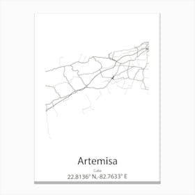 Artemisa,Cuba Minimalist Map Canvas Print