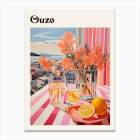 Ouzo 2 Retro Cocktail Poster Canvas Print