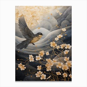 House Sparrow 2 Gold Detail Painting Canvas Print