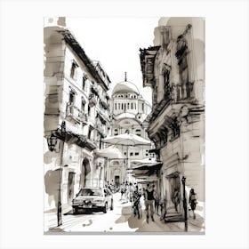 Sketch Of A City Street Canvas Print