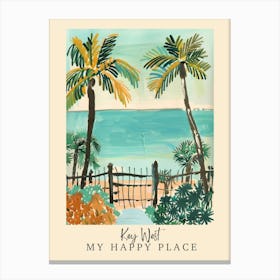 My Happy Place Key West 1 Travel Poster Canvas Print