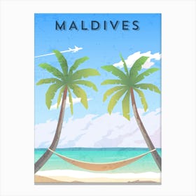 Maldives — Retro travel minimalist poster Canvas Print