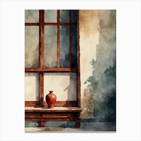 Watercolor Of A Window Canvas Print