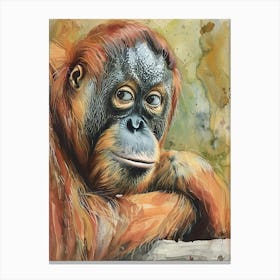 Orangutan Pastel Watercolour 3 Leinwandbild