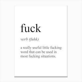 Fuck Definition Meaning Canvas Print