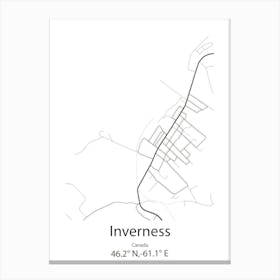 Inverness,Canada Minimalist Map Canvas Print