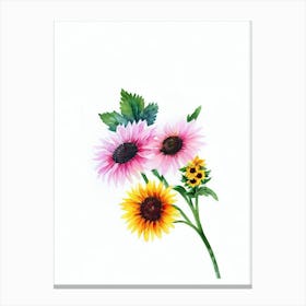Sunflower Watercolour Flower Canvas Print