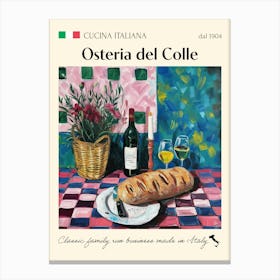 Osteria Del Colle Trattoria Italian Poster Food Kitchen Canvas Print