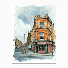 Hackney London Borough   Street Watercolour 9 Canvas Print