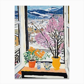 The Windowsill Of Zurich   Switzerland Snow Inspired By Matisse 2 Canvas Print
