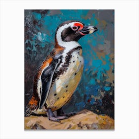 African Penguin Gold Harbour Oil Painting 2 Canvas Print