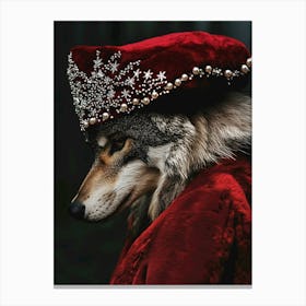 Wolf in red velvet clothes Canvas Print