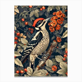 Woodpecker Inspired By William Morris 1 Canvas Print