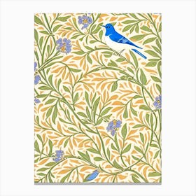 Bluebird William Morris Style Bird Canvas Print