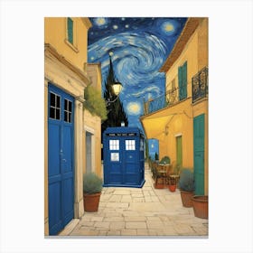 Tardis On The Terrace At Arles - Van Gogh inspired Art Print 11 Canvas Print