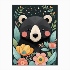 Floral Cute Baby Bear Nursery (28) Canvas Print