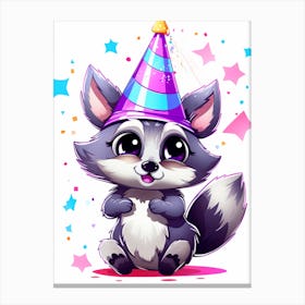 Cute Kawaii Cartoon Raccoon 21 Canvas Print