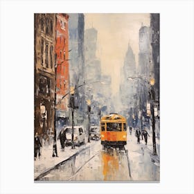 Vintage Winter Painting Chicago Usa 2 Canvas Print