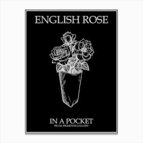 English Rose In A Pocket Line Drawing 2 Poster Inverted Canvas Print